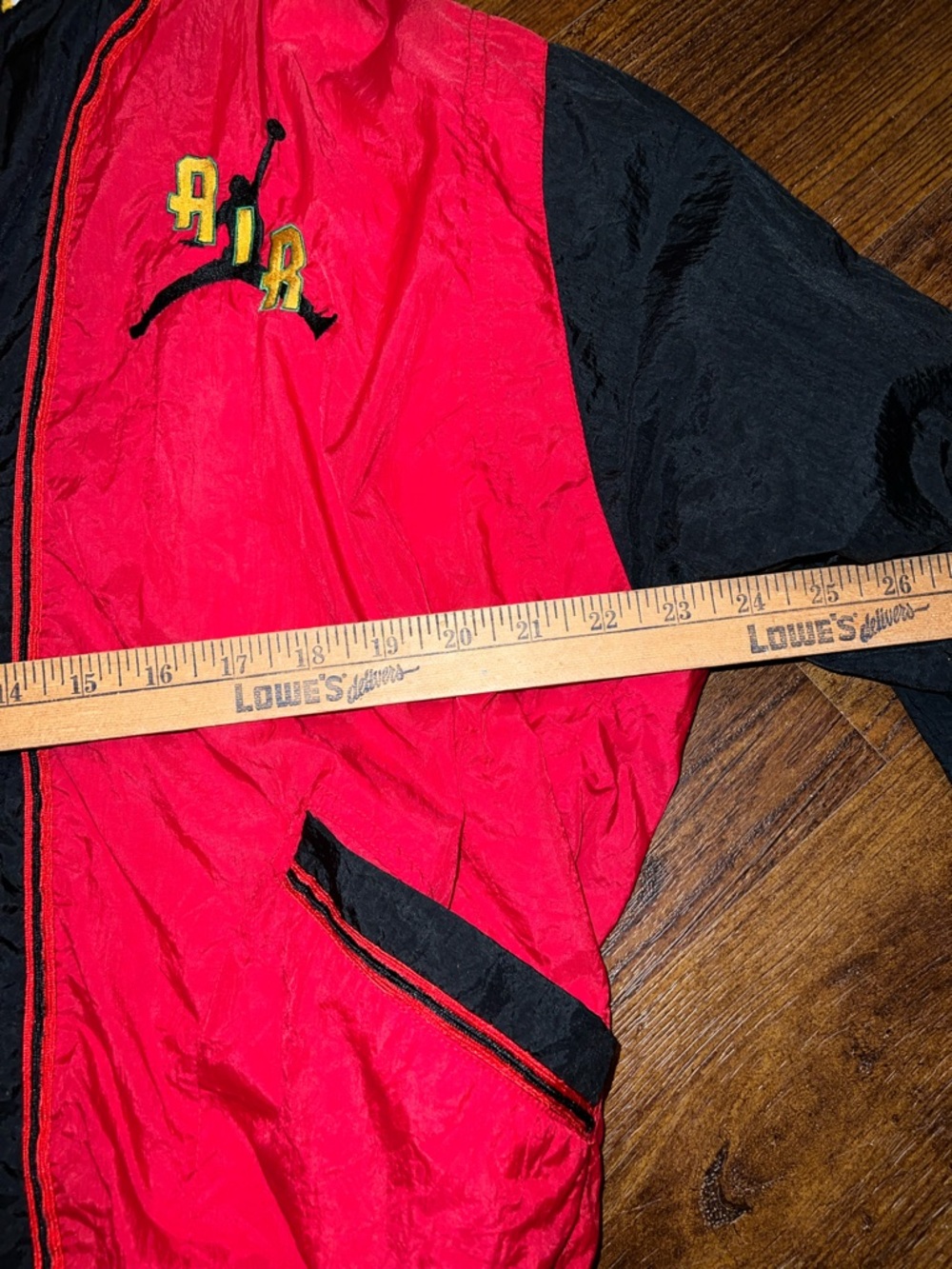 90s Rare Nike Air Jordan Black Red Green Bomber Zip Up Nylon Jacket Size XL - Picture 13 of 14